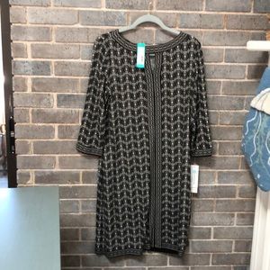 NEW ! Black /White Marnie Knit Dress, Size 14